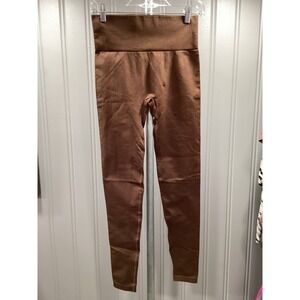 PrettyLittleThing Seamless Leggings Brown High Waisted Activewear Size M